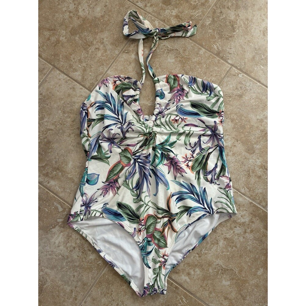 FRESHWATER WOMENS ONE PIECE SWIMSUIT SIZE XXL FLORAL EUC